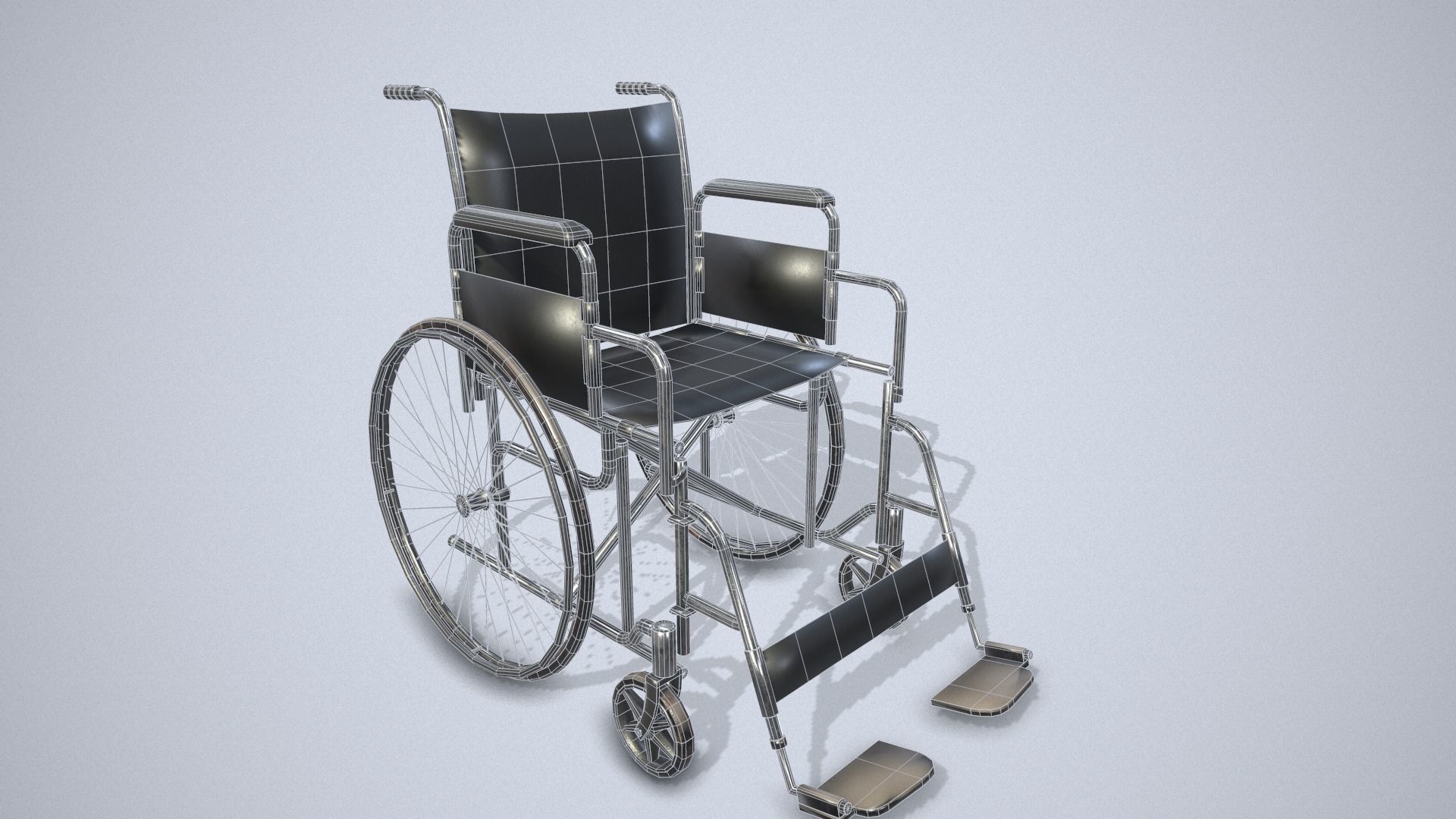 Wheelchair Low-poly 3D model_1