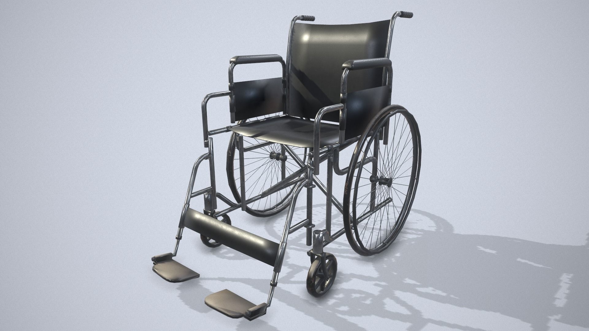 Wheelchair Low-poly 3D model_3