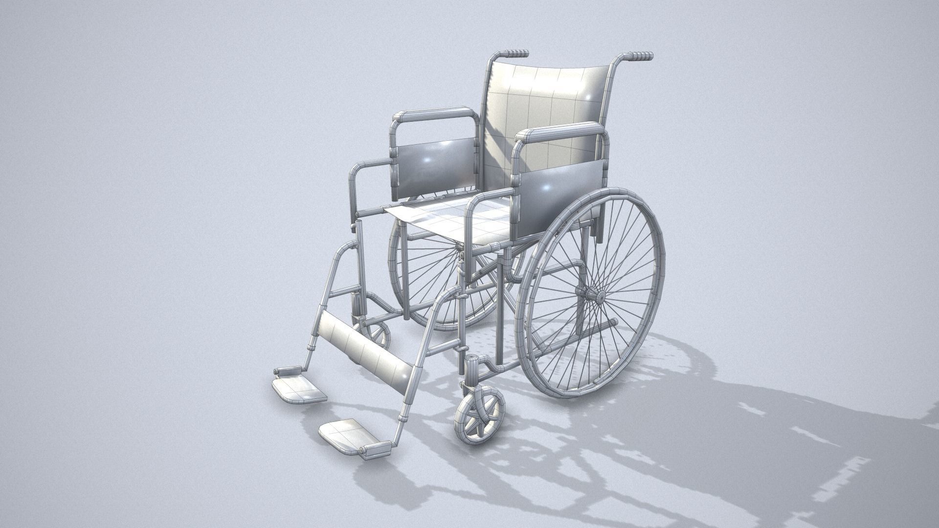Wheelchair Low-poly 3D model_13