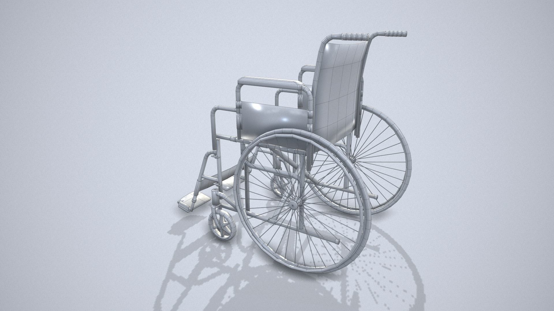 Wheelchair Low-poly 3D model_14