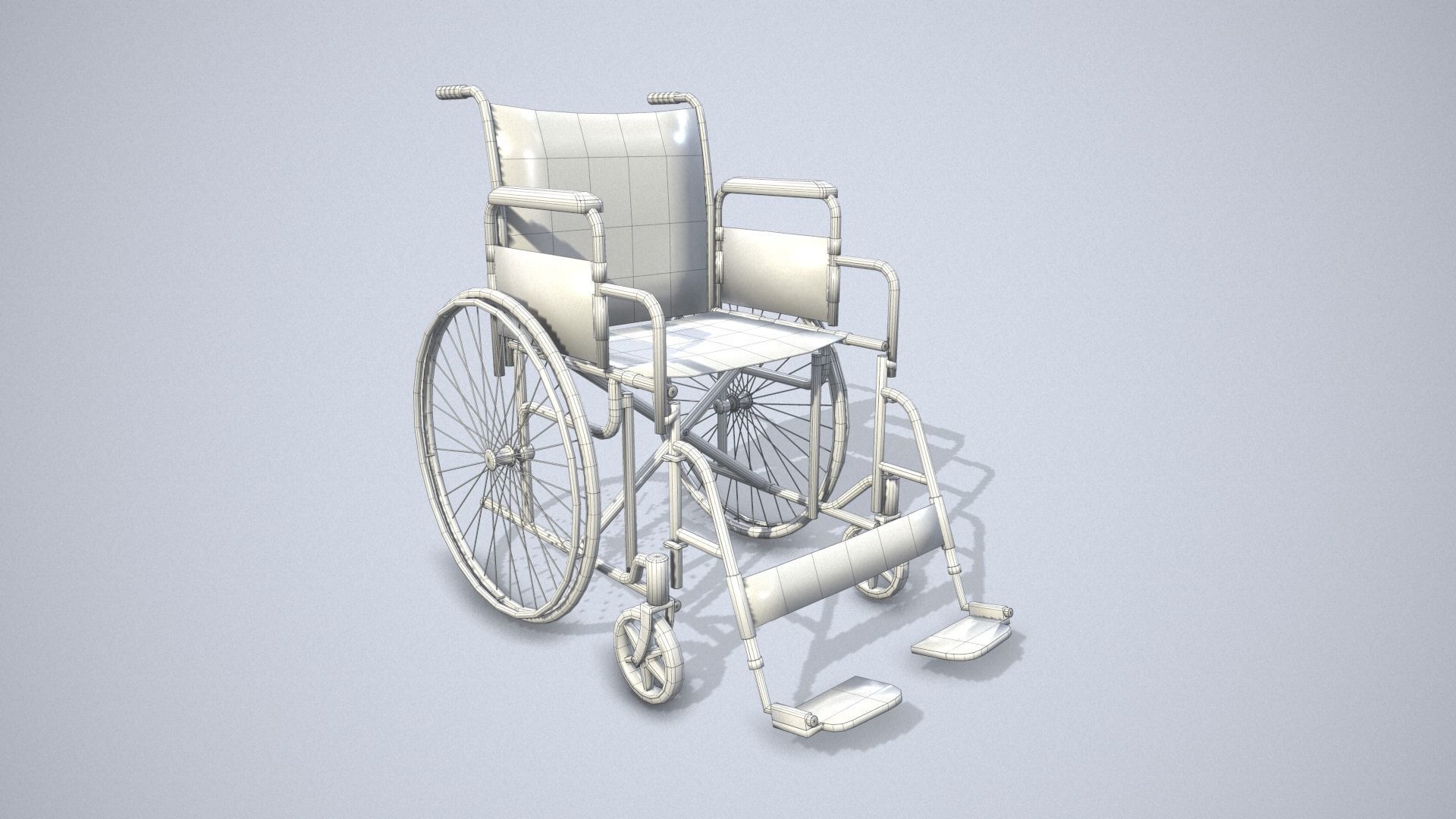 Wheelchair Low-poly 3D model_11