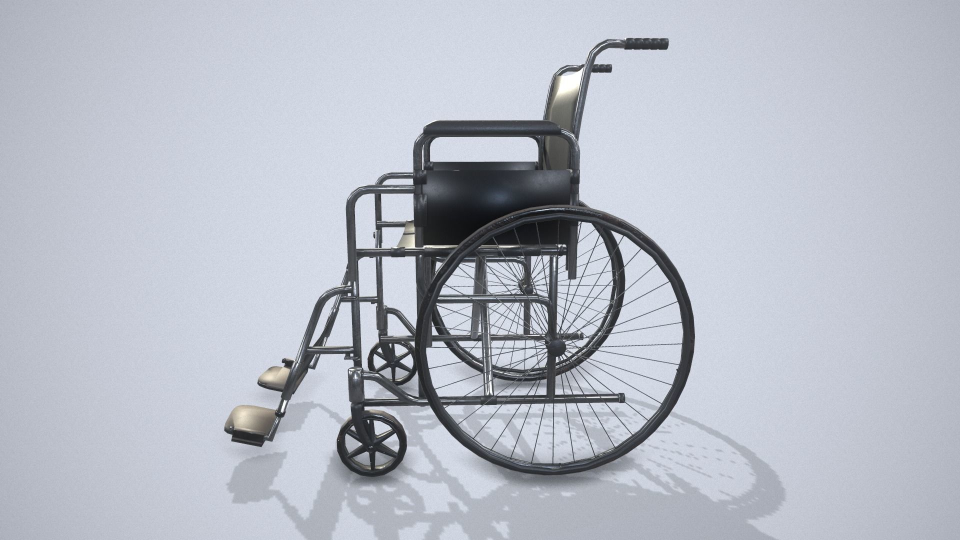 Wheelchair Low-poly 3D model_4