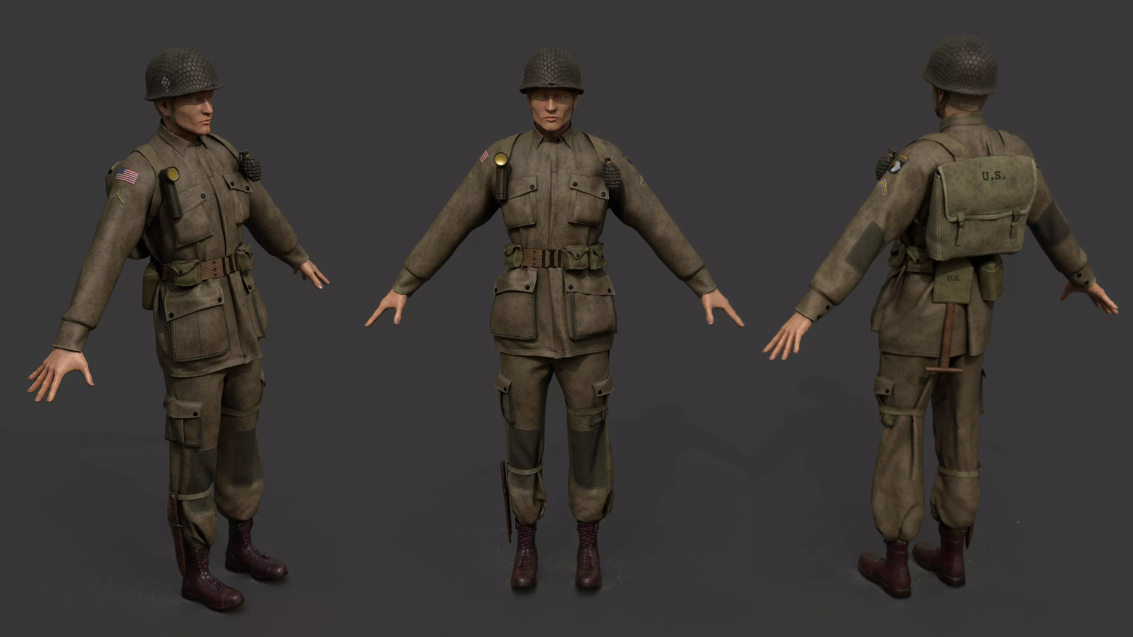 101st Airborne division soldier 3D model_0