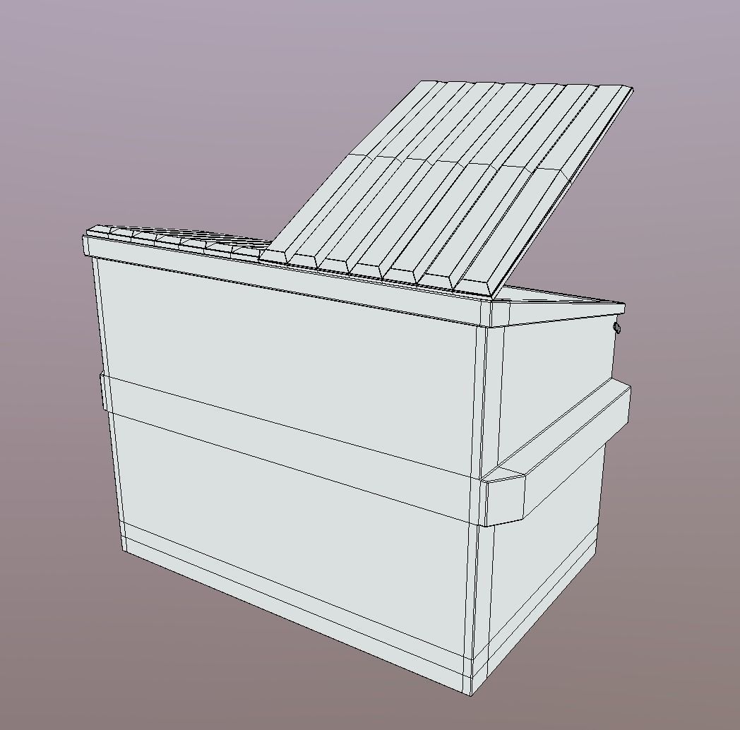 Dumpster trash can Low-poly 3D model_9