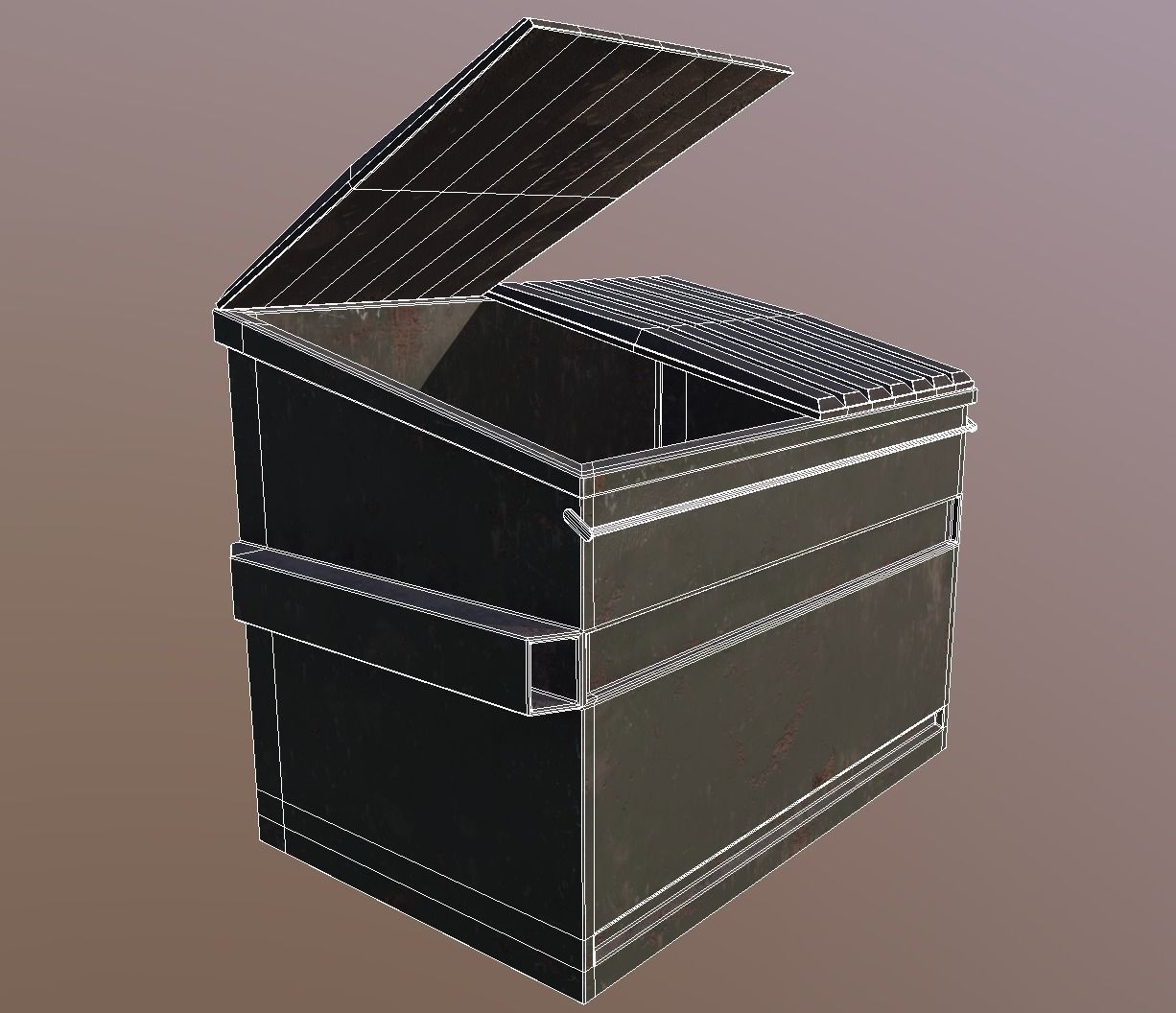 Dumpster trash can Low-poly 3D model_14