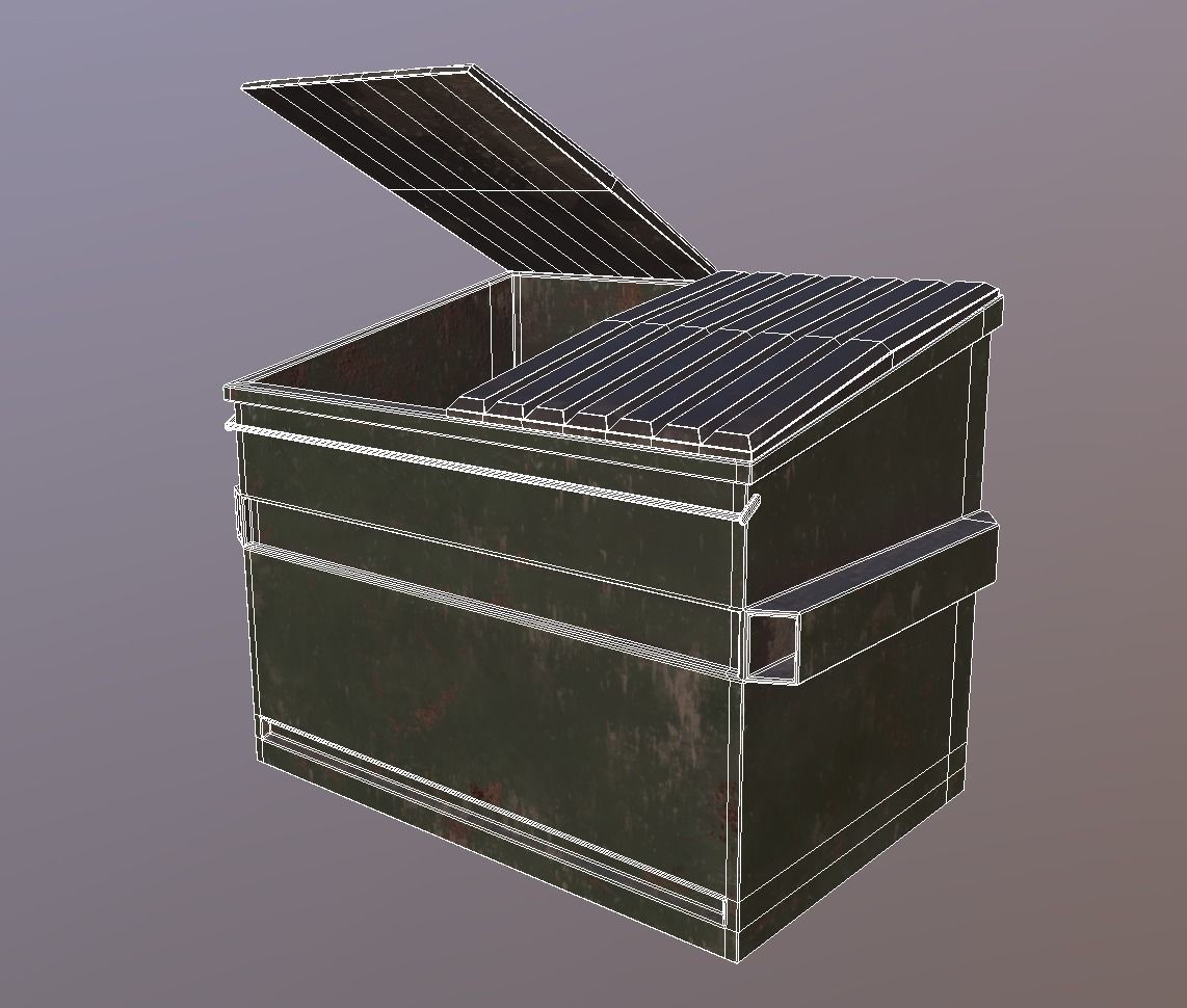 Dumpster trash can Low-poly 3D model_13