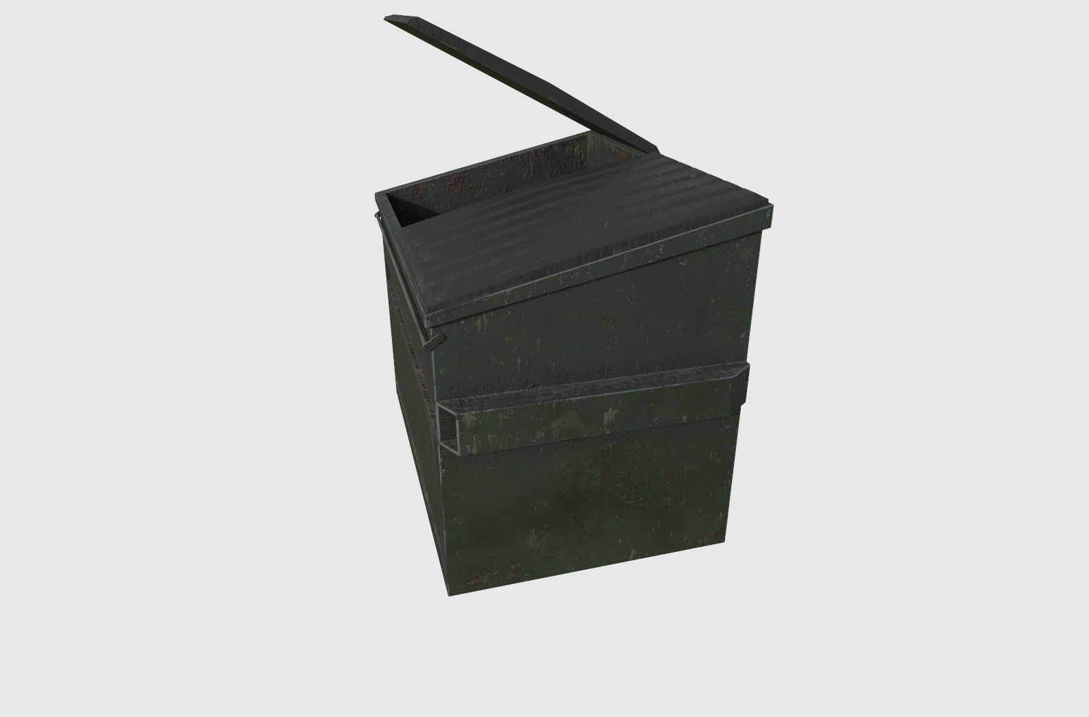 Dumpster trash can Low-poly 3D model_1