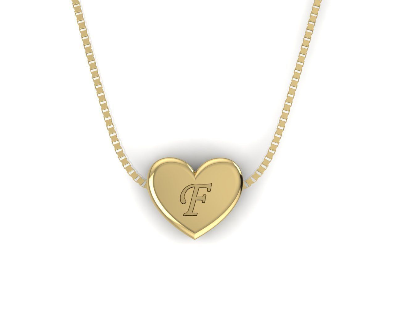 Pendant initial heart F 3D print model_1