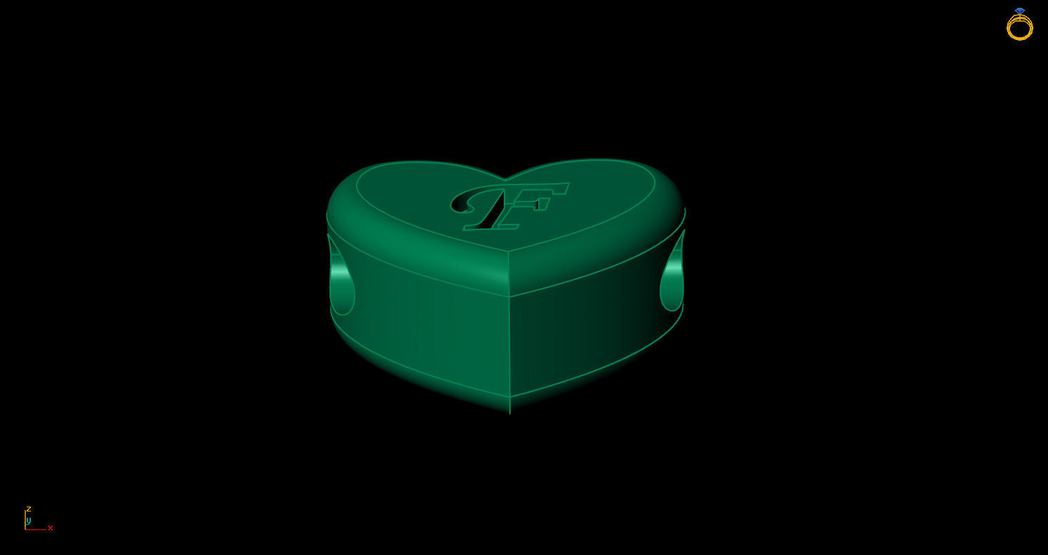 Pendant initial heart F 3D print model_7