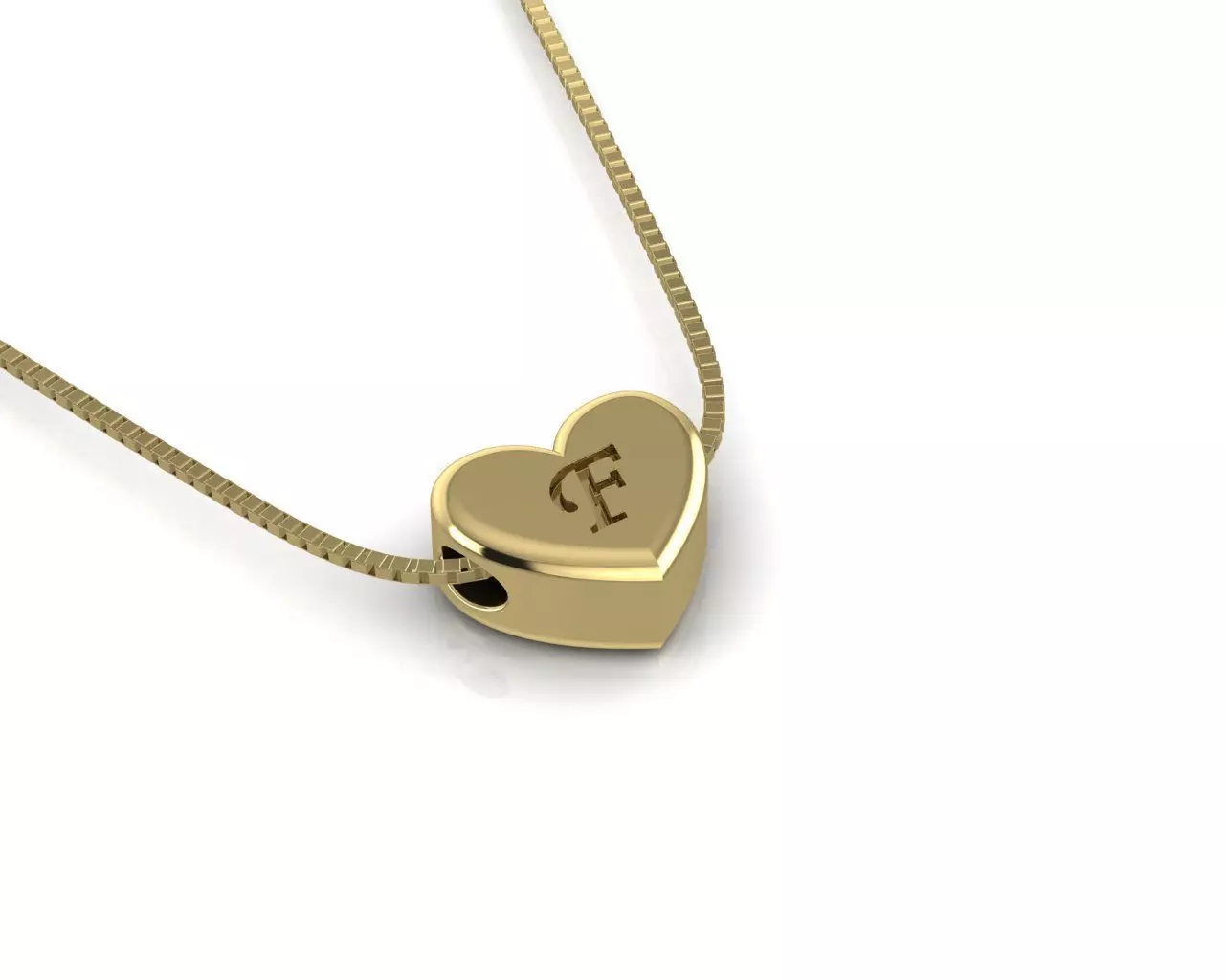 Pendant initial heart F 3D print model_0