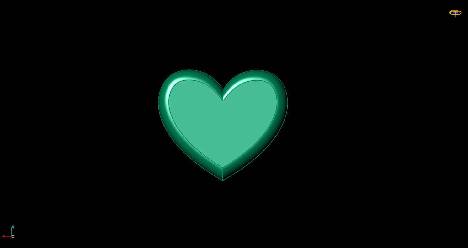 Pendant initial heart F 3D print model_11