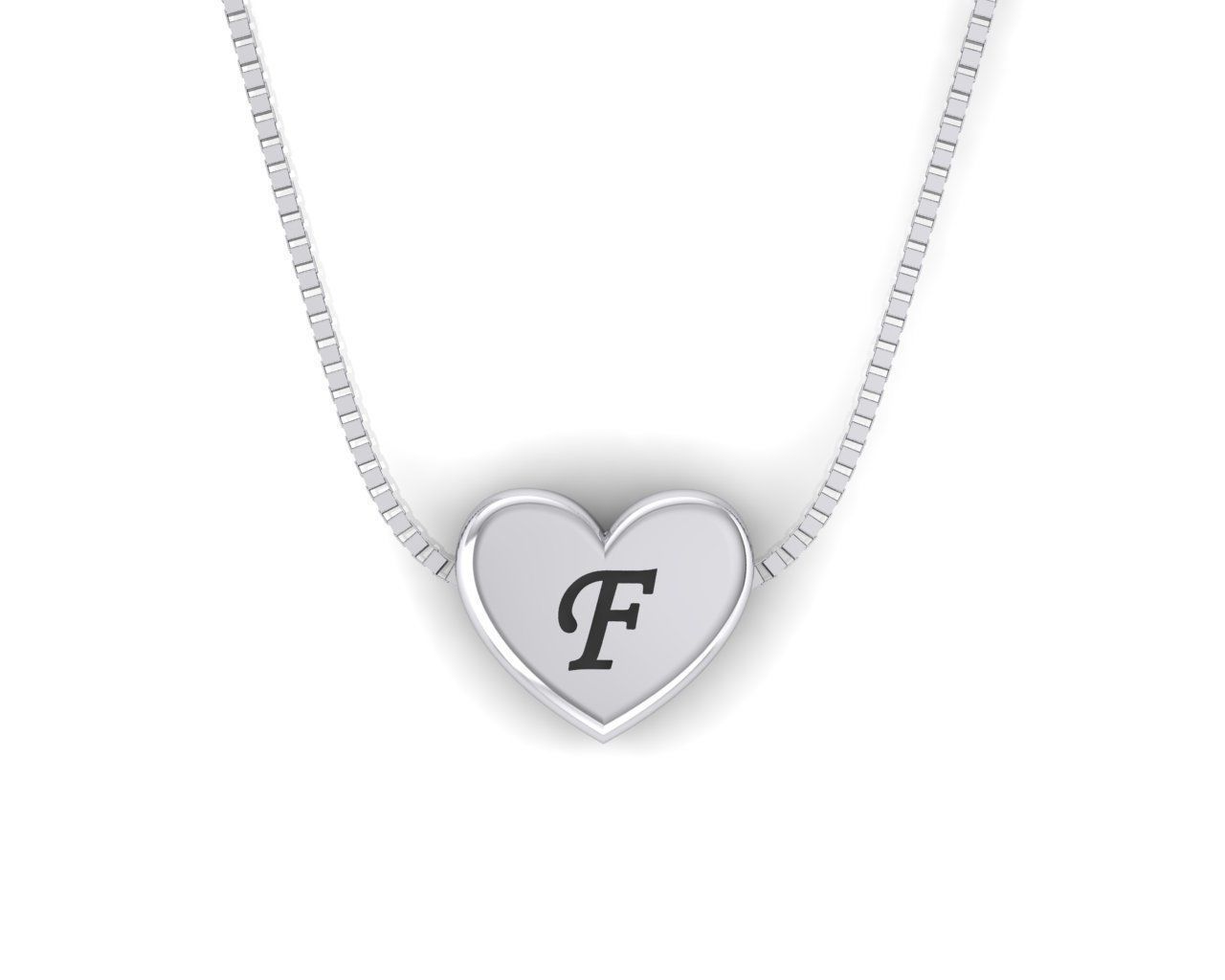 Pendant initial heart F 3D print model_3