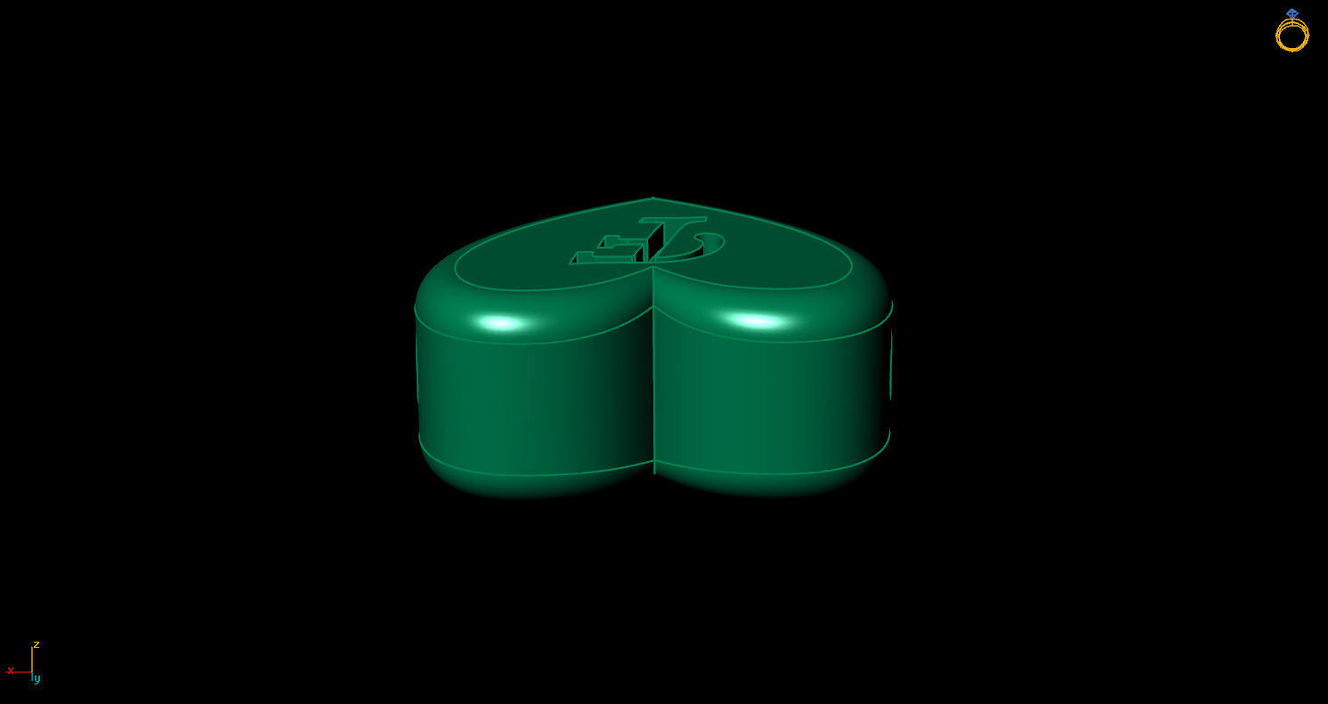 Pendant initial heart F 3D print model_8