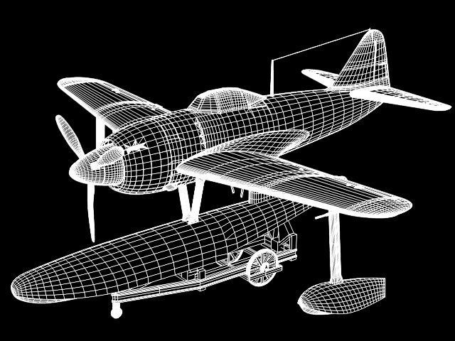 Kawanishi N1K1 kyofu Rex 3D model_11