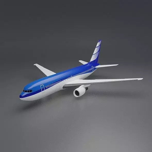 Boeing 767-200 commercial airliner Low-poly 3D model_0