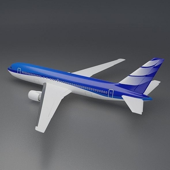 Boeing 767-200 commercial airliner Low-poly 3D model_2