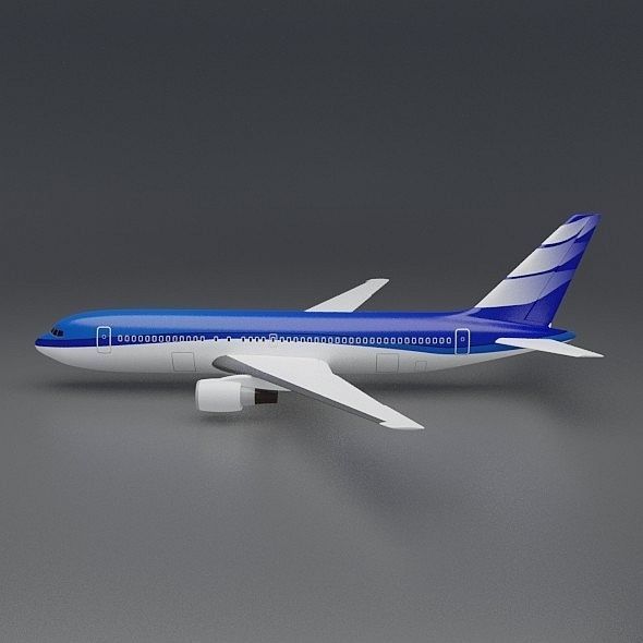 Boeing 767-200 commercial airliner Low-poly 3D model_1