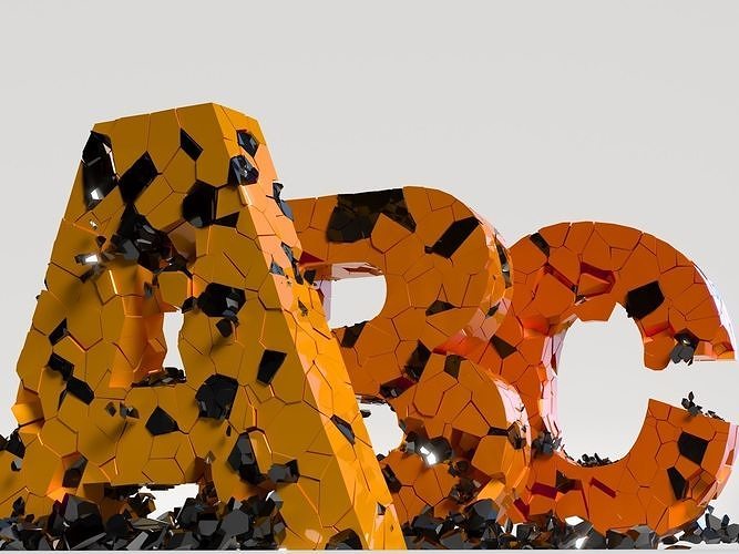 Collapsing damaged alphabet 3D model