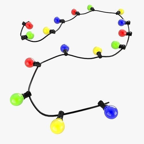 Large Bulb String Lights 3D model