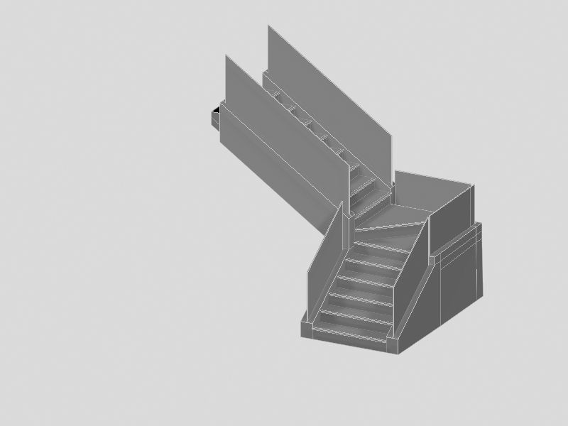 Marble Stairs with glass Rails Low-poly 3D model_7