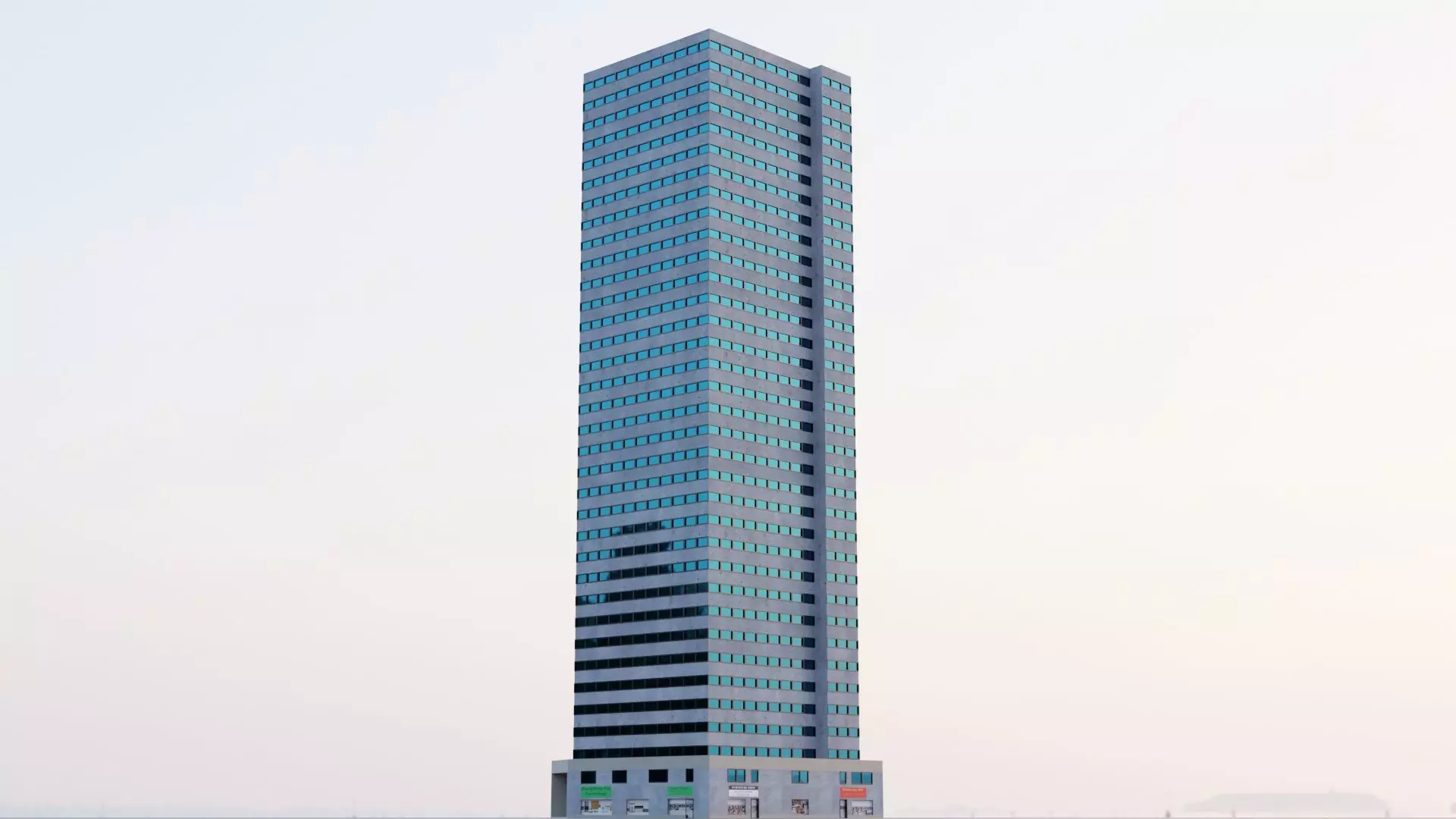 Skyscraper 3D low-poly tall building Low-poly 3D model