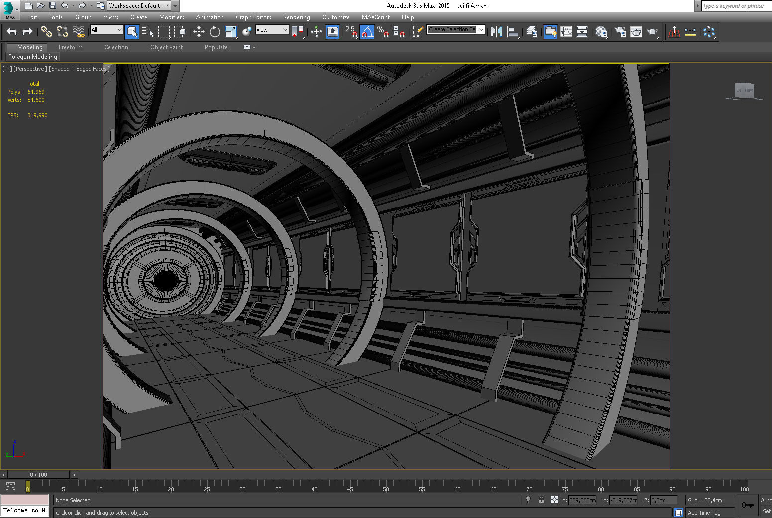 SCI FI INTERIOR SCENE SPACE SHIP CORRIDOR Low-poly 3D model_7