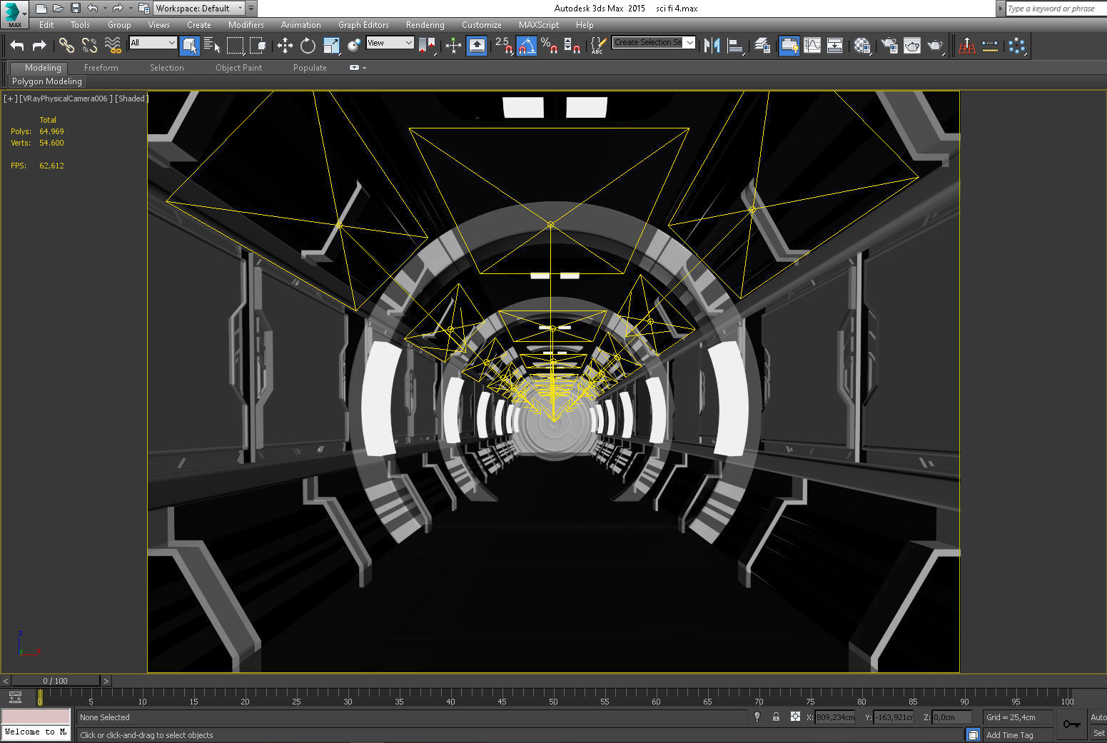SCI FI INTERIOR SCENE SPACE SHIP CORRIDOR Low-poly 3D model_3