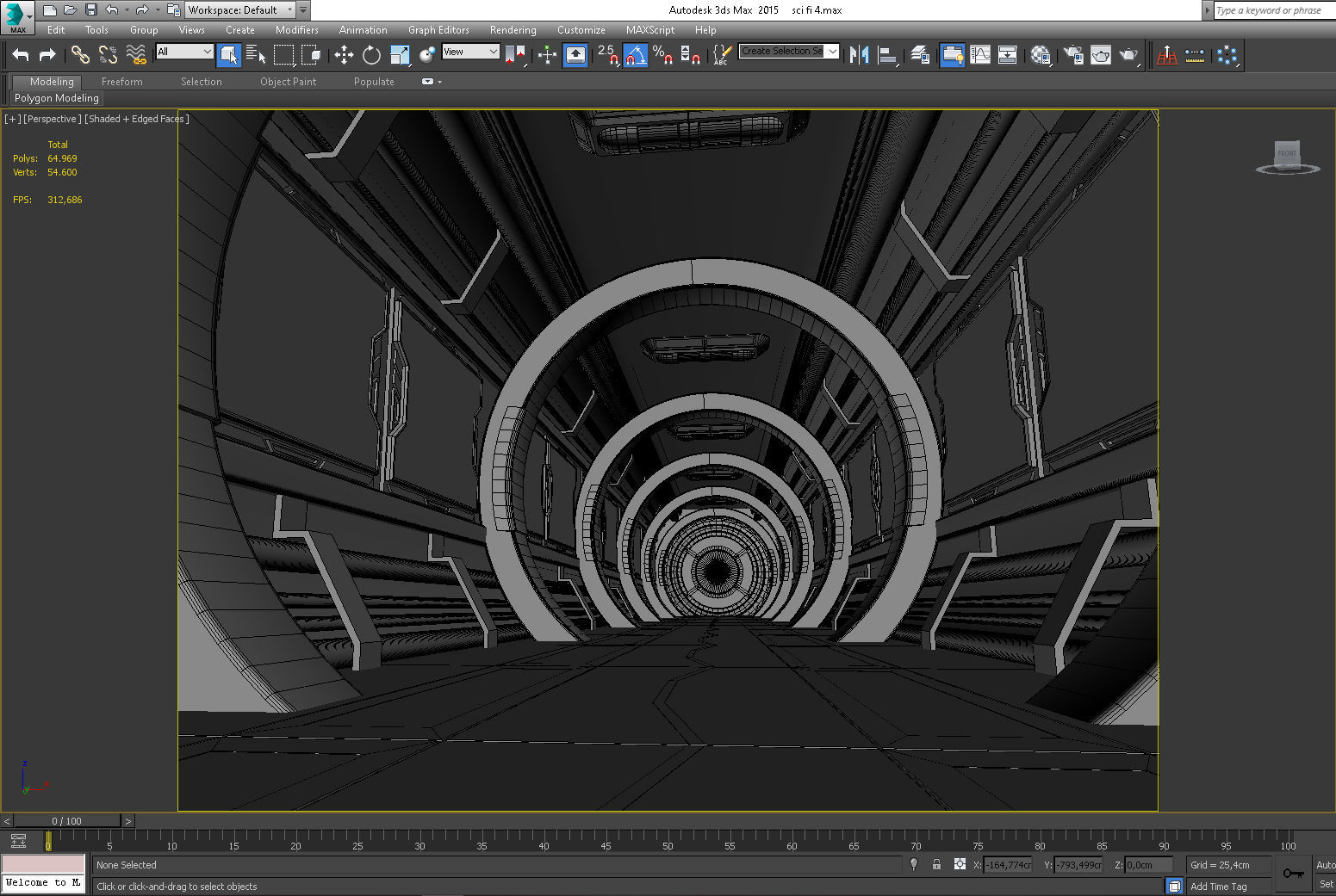 SCI FI INTERIOR SCENE SPACE SHIP CORRIDOR Low-poly 3D model_8