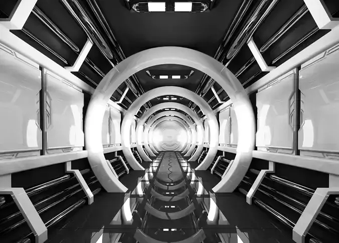 SCI FI INTERIOR SCENE SPACE SHIP CORRIDOR