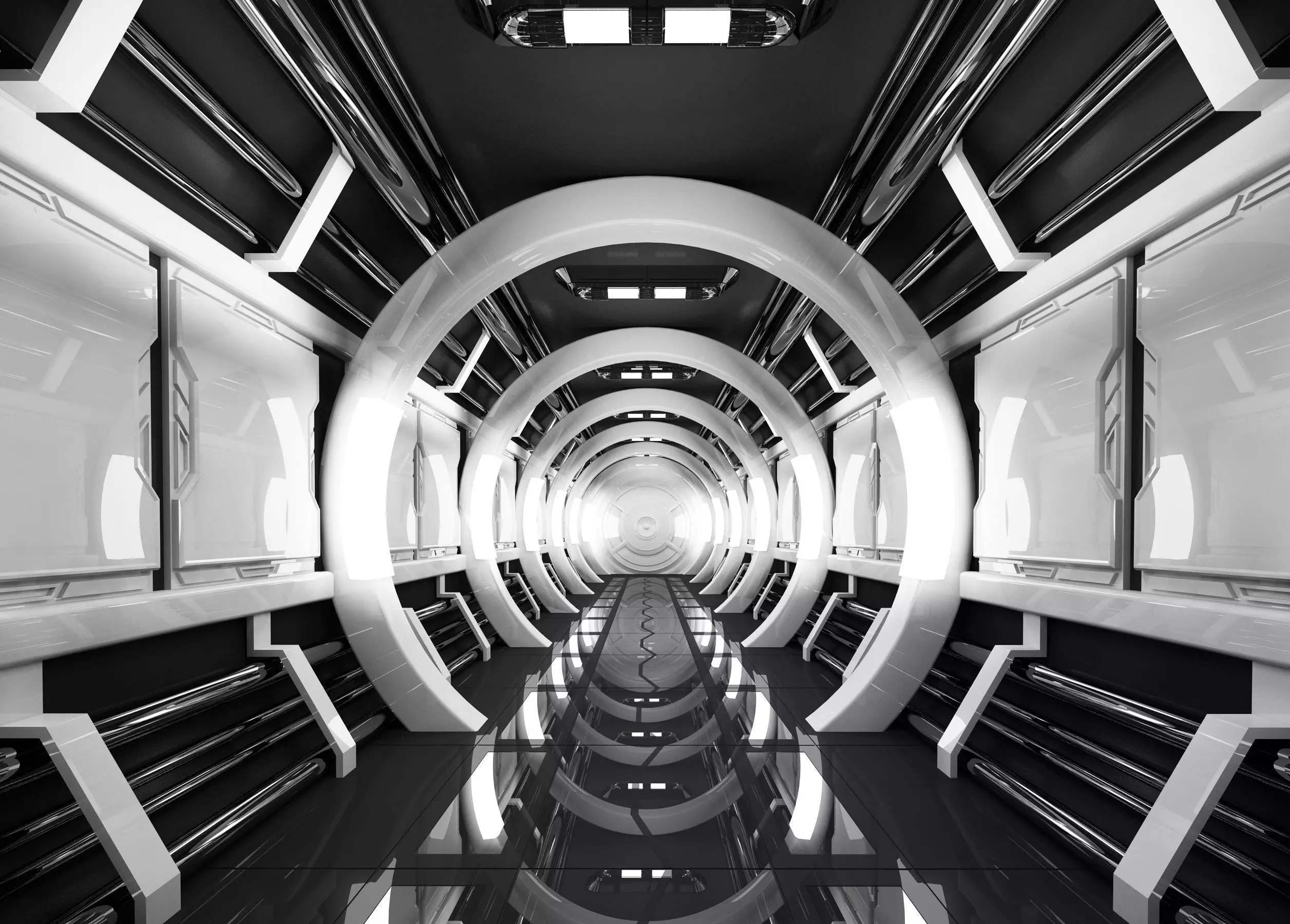 SCI FI INTERIOR SCENE SPACE SHIP CORRIDOR Low-poly 3D model_0