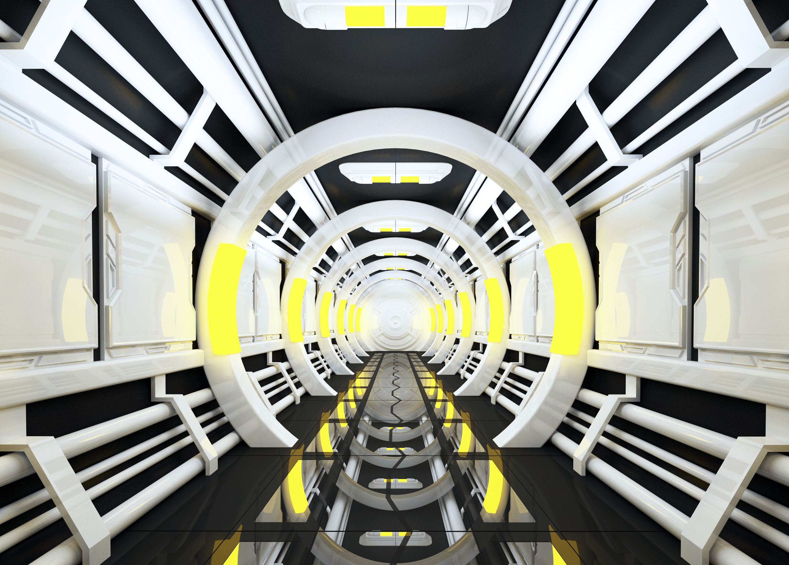 SCI FI INTERIOR SCENE SPACE SHIP CORRIDOR Low-poly 3D model_1