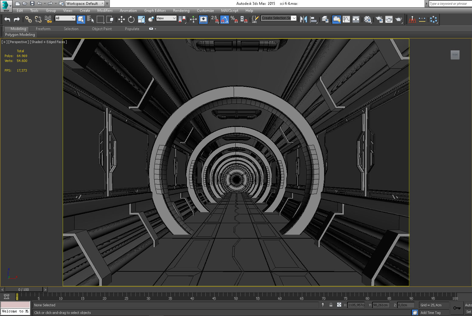 SCI FI INTERIOR SCENE SPACE SHIP CORRIDOR Low-poly 3D model_5