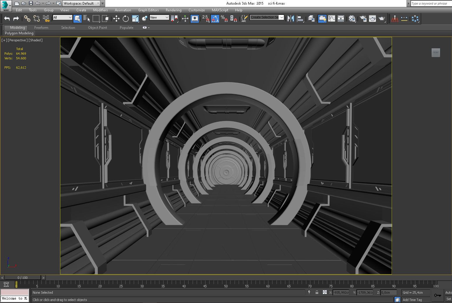 SCI FI INTERIOR SCENE SPACE SHIP CORRIDOR Low-poly 3D model_4