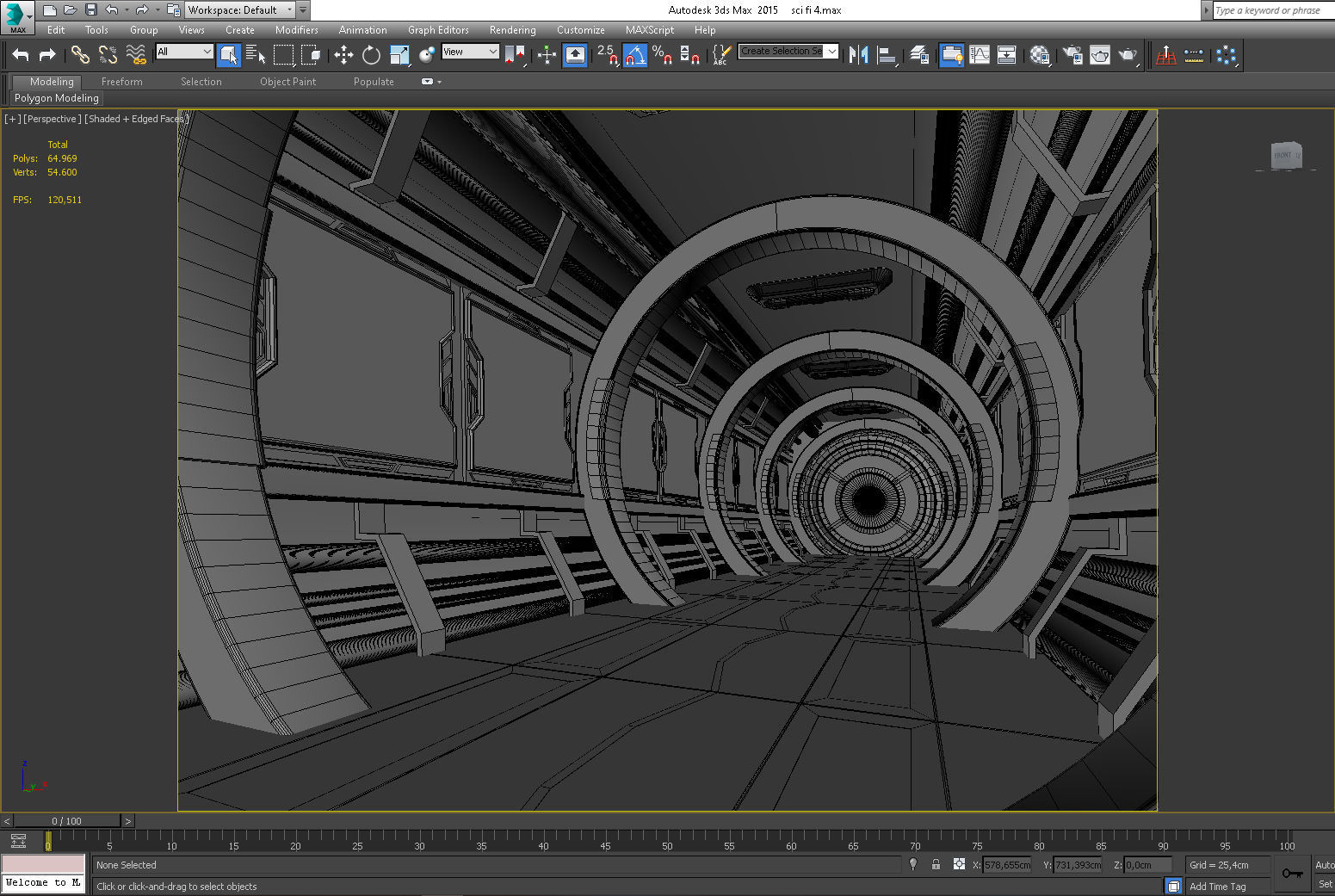 SCI FI INTERIOR SCENE SPACE SHIP CORRIDOR Low-poly 3D model_6