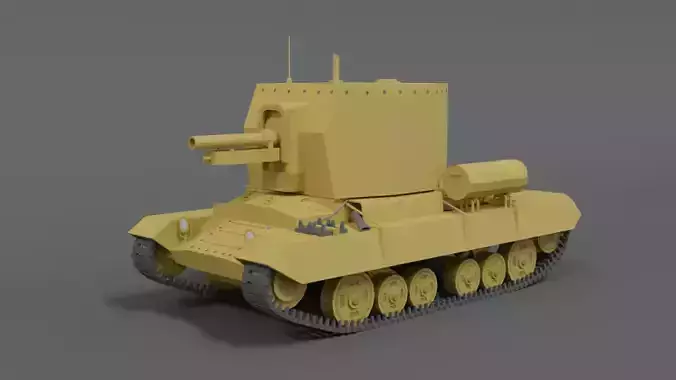 Low Poly Cartoon Bishop Tank