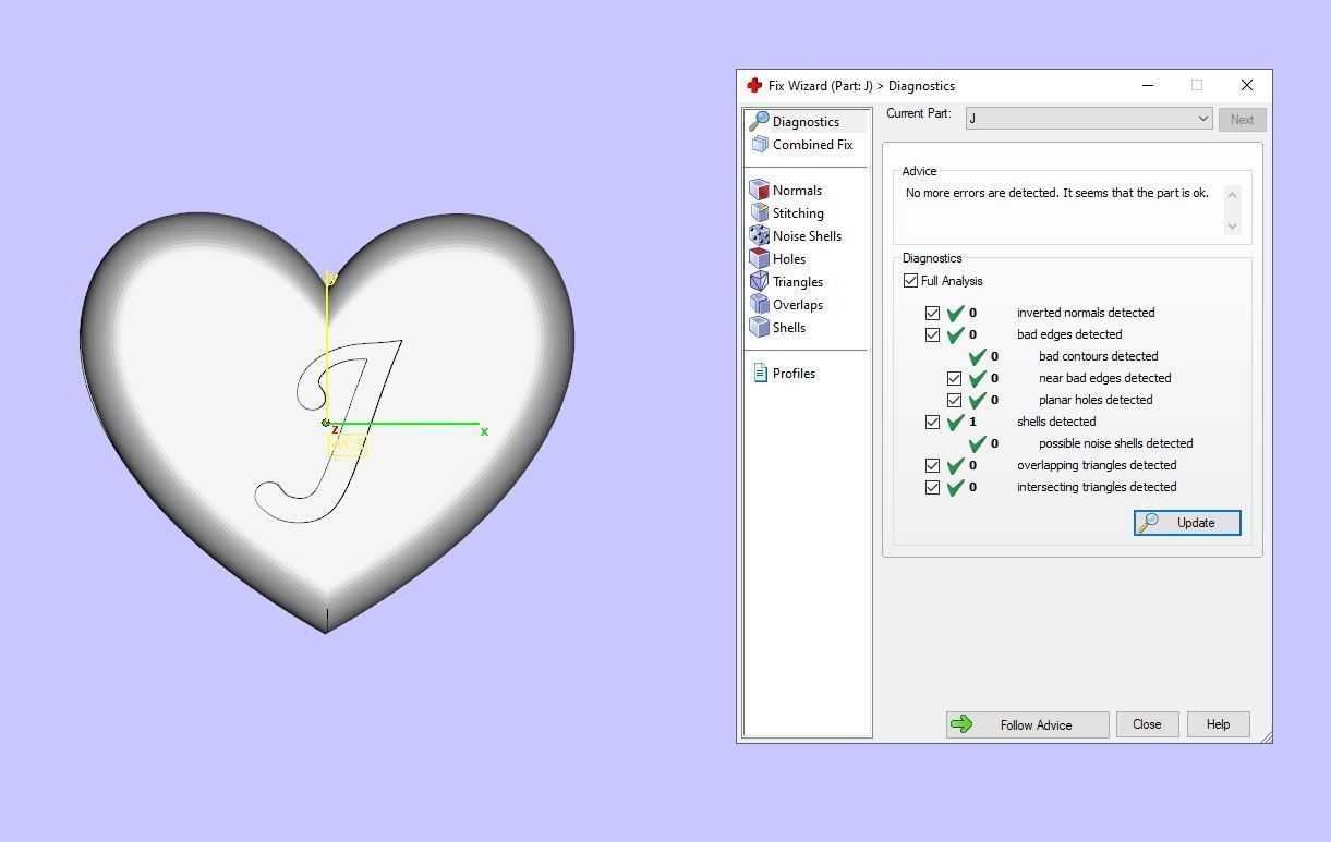 Pendant initial heart J 3D print model_14