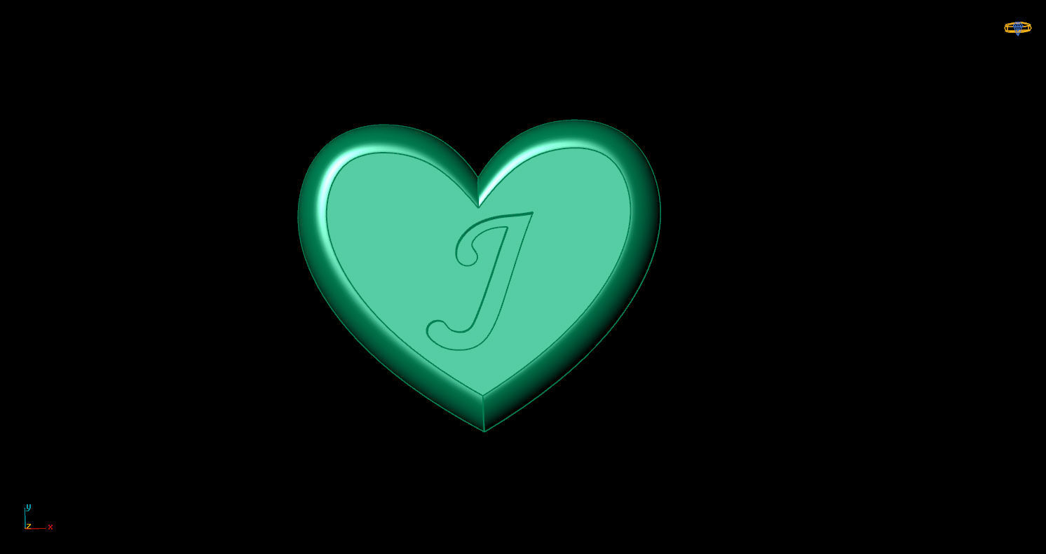 Pendant initial heart J 3D print model_6