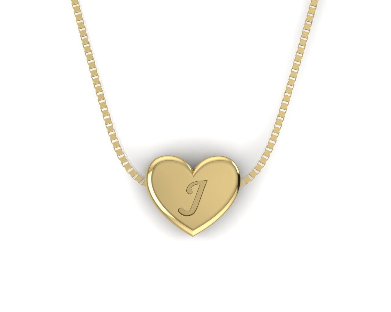 Pendant initial heart J 3D print model_1