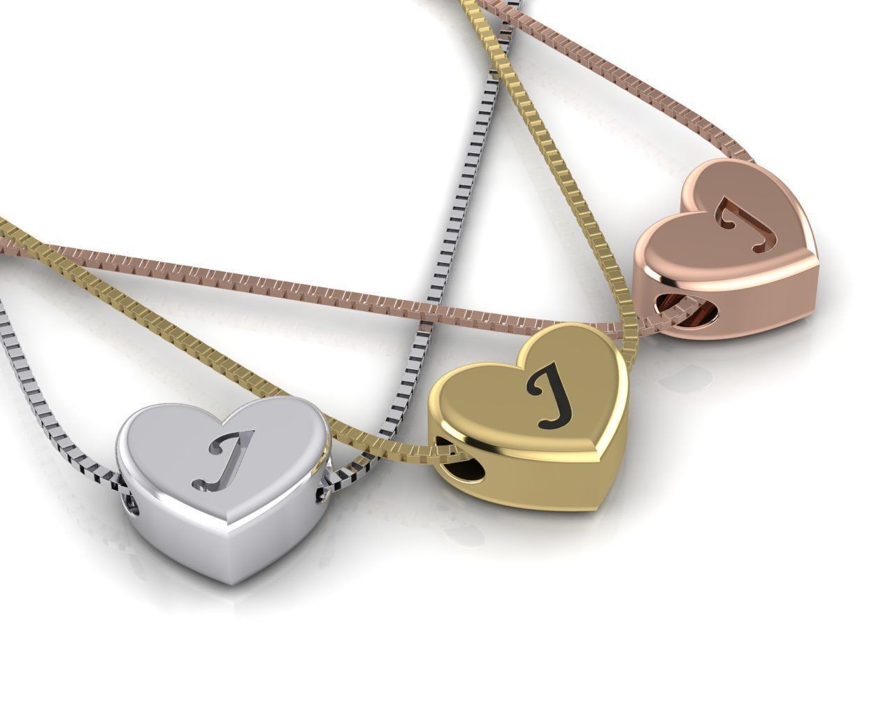 Pendant initial heart J 3D print model_4