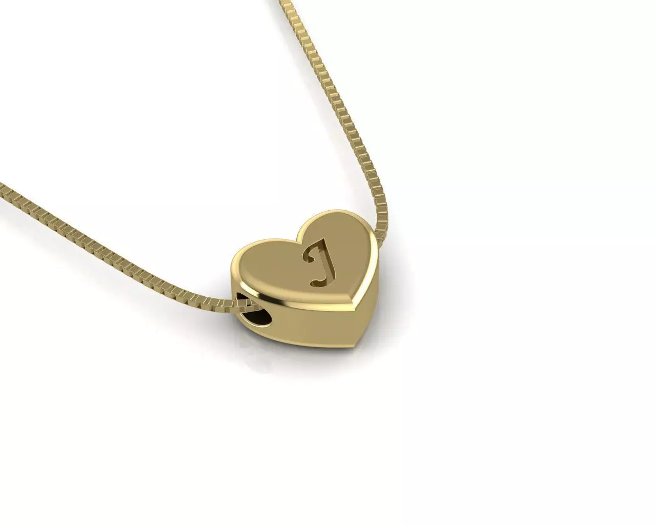 Pendant initial heart J 3D print model_0