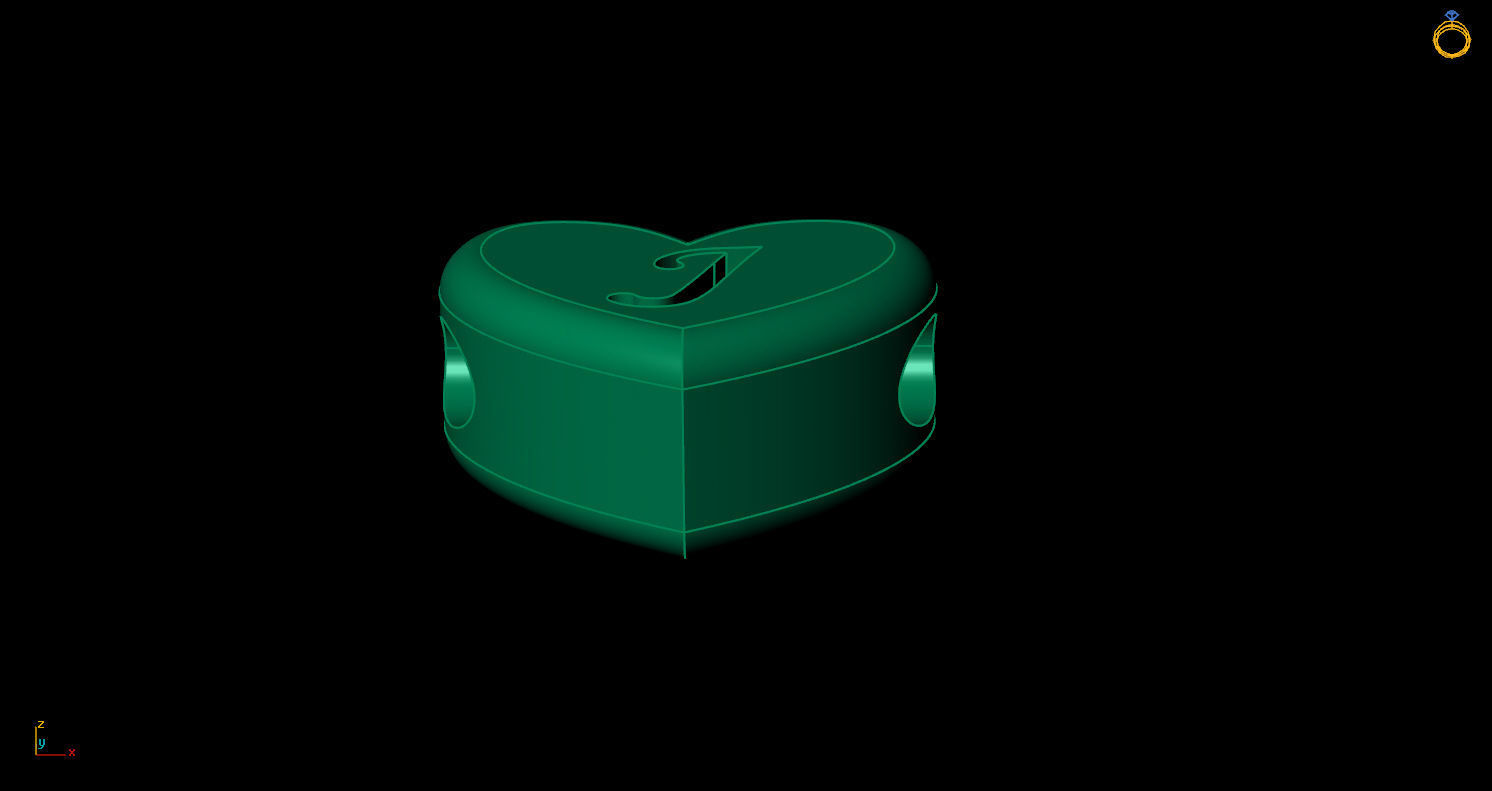 Pendant initial heart J 3D print model_7