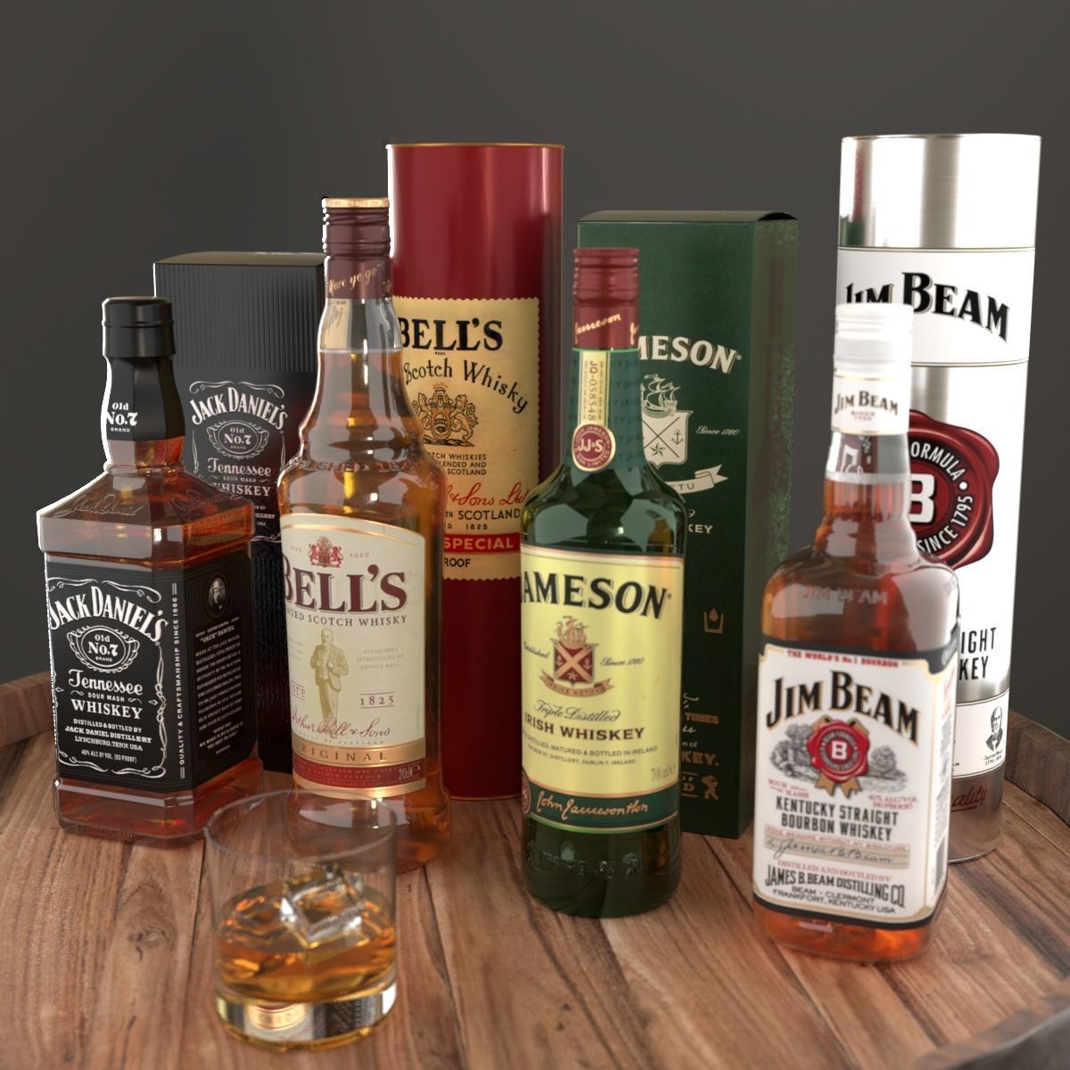 Whiskey Bottle Set1 Blender Cycles 3D model_1