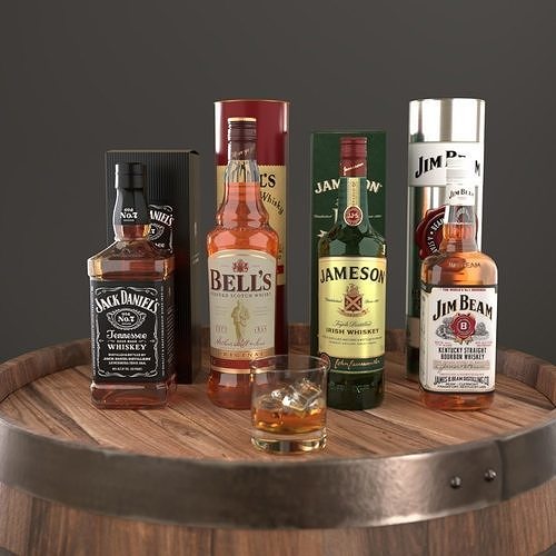 Whiskey Bottle Set1 Blender Cycles 3D model