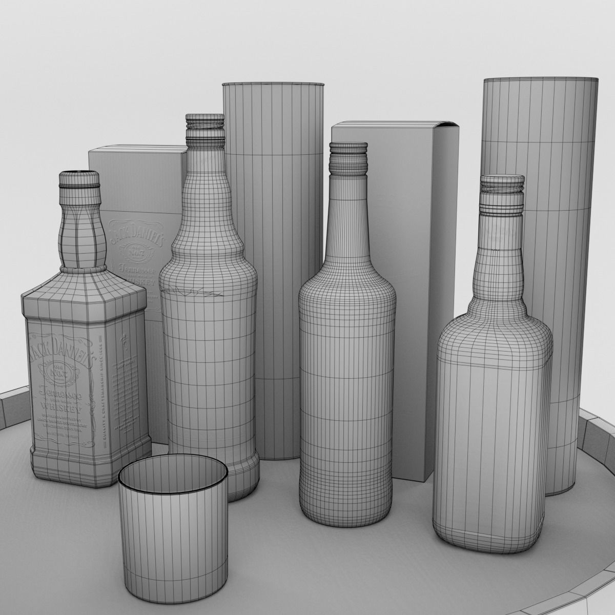 Whiskey Bottle Set1 Blender Cycles 3D model_4