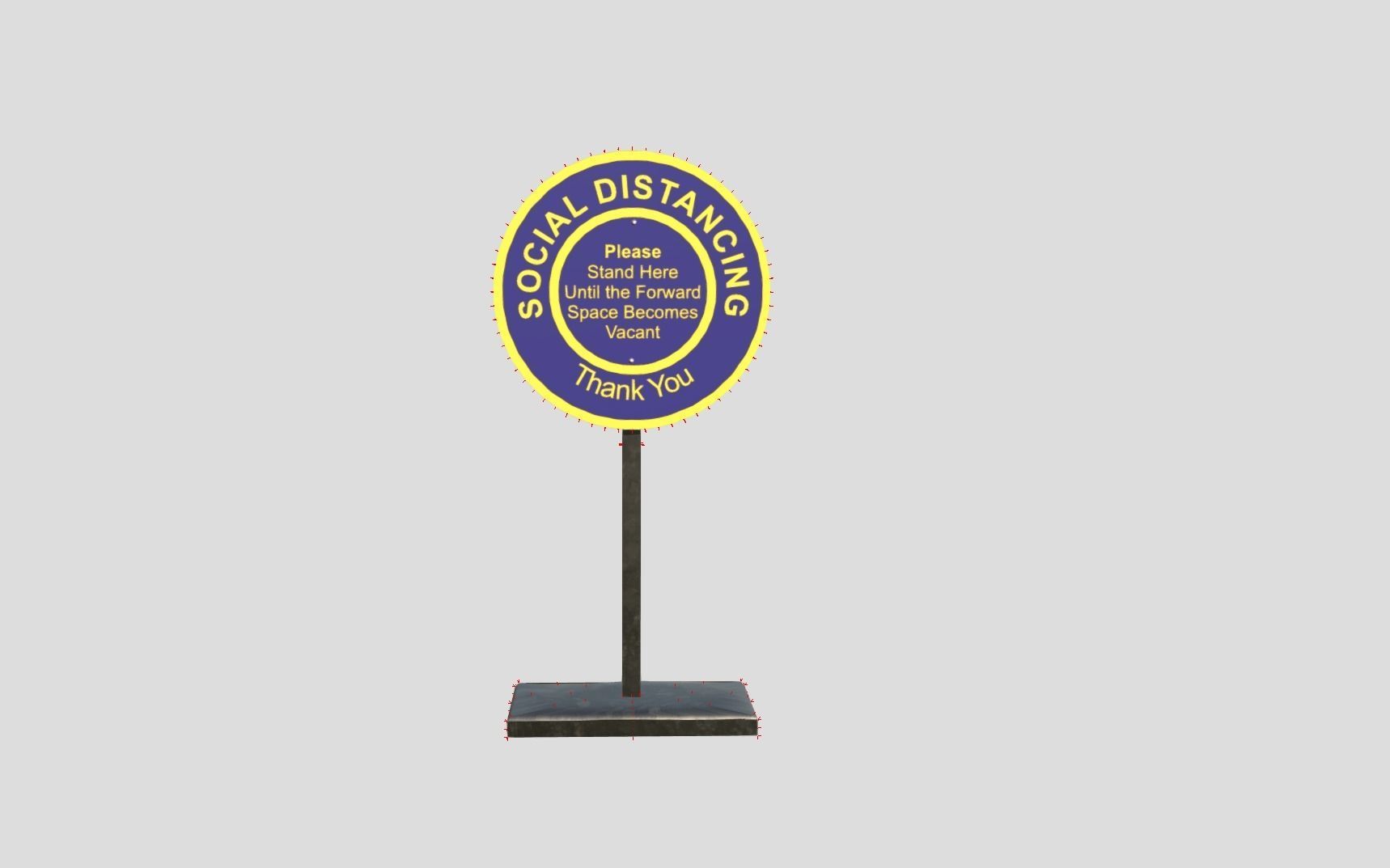 Social Distancing Signage Low-poly 3D model_6