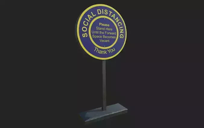 Social Distancing Signage Low-poly 3D model