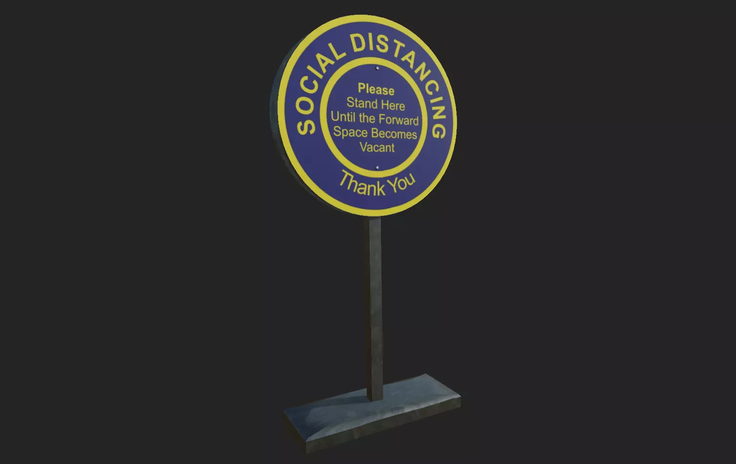 Social Distancing Signage Low-poly 3D model_0