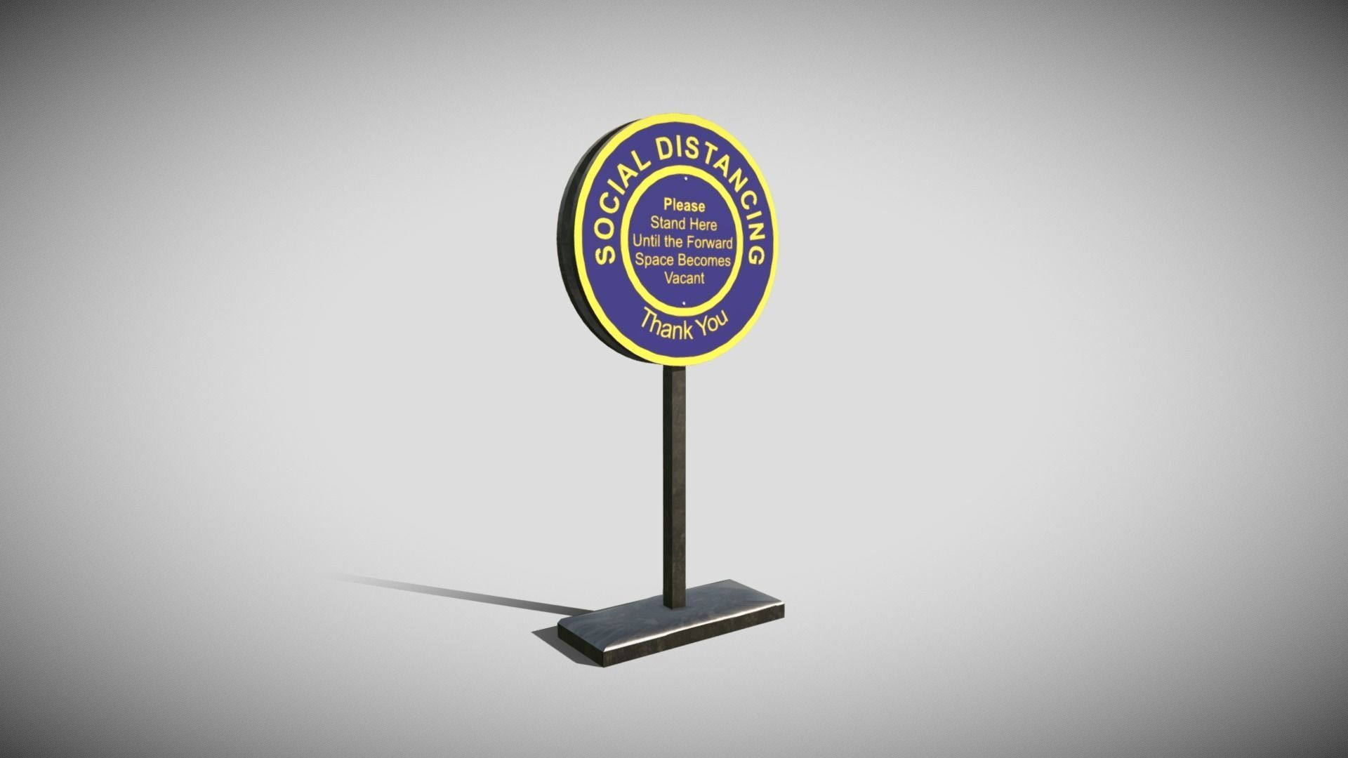 Social Distancing Signage Low-poly 3D model_1