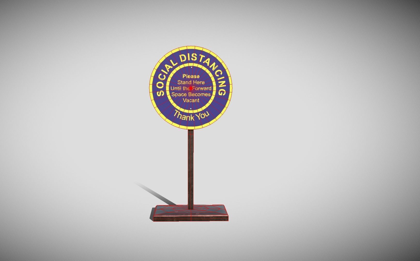 Social Distancing Signage Low-poly 3D model_9