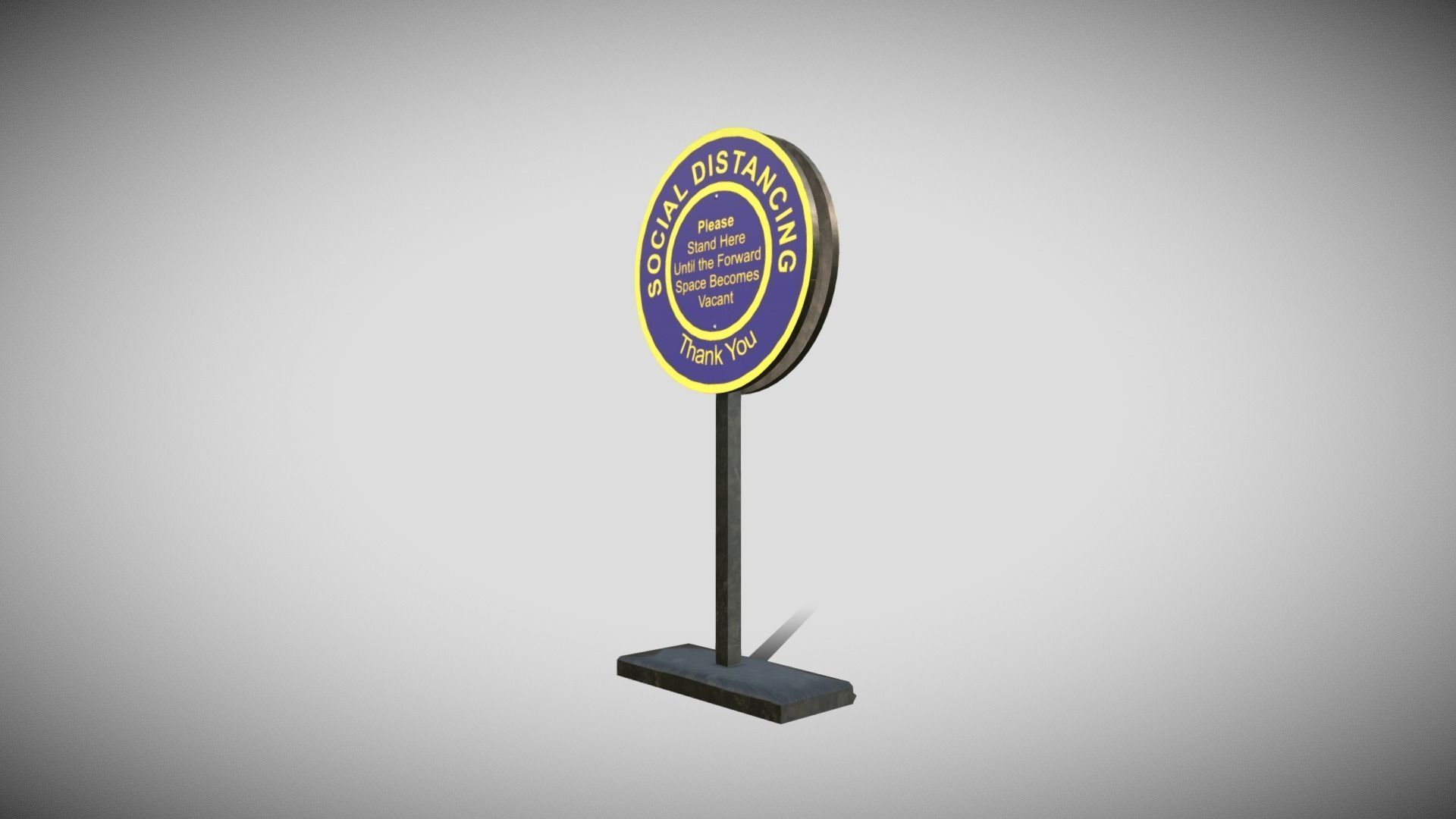 Social Distancing Signage Low-poly 3D model_2